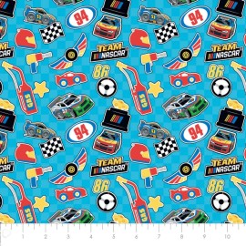 MT PEAK FABRIC Handmade Blanket, Burp Rag/ Security Blanket, and Bib Nascar Icons Blue