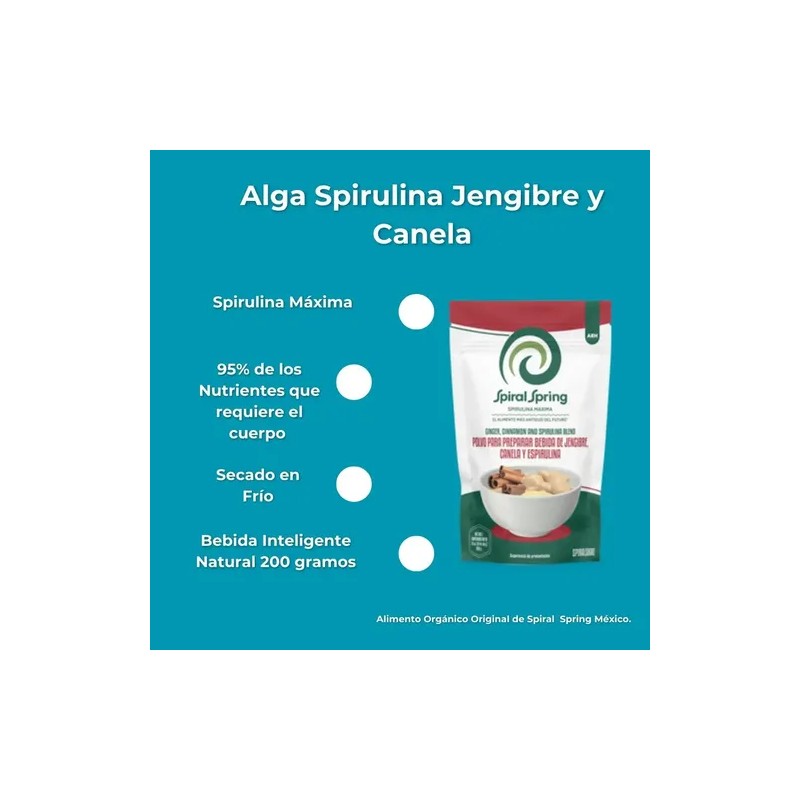 Alga Spirulina + Canela + Jengibre Pack 2 Bolsas De