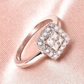 Unbranded FIERY!!  White Moissanite Cluster Ring Sterling Silver 0.40ctw Size 6 and 8