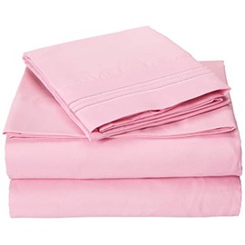 Elegant Comfort 1500 Premier Luxury Hotel Quality Super Soft Wrinkle Free and Fade Resistant 4-Piece Bed Sheet Set, Twin/Twin XL, Light Pink