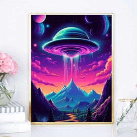 IPISSOI Alien Space Diamond Painting Kits for Adults Space Diamond Art Kits Landscape Gem Art Kits for Home Decor Wall Decor 12x16inch