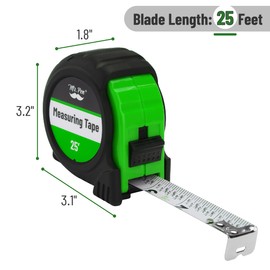 Mr. Pen- Retractable Tape Measure 25 ft, Green, Easy Read, Steel Retractable Measuring Tape with Fractions, Ideal for Construction & DIY Projects