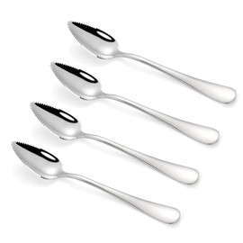 4 Pieces Grapefruit Spoon 16.8 cm Stainless Steel Serrated Spoons