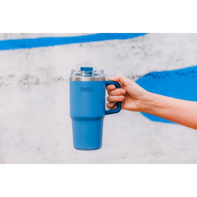 NERTHUS FIH 1435 tazza termica 600 ml blu con coperchio