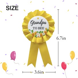 WOWOPA Grandpa to Bee Pin, Gender Reveals Baby Shower Tinplate Badge Yellow Corsage Button Pin, New Grandpa Party Gift Decorations Sign - 1Pcs
