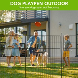 Garden Fence Animal Barrier,10 Panels No Dig Decorative Fence for Outdoor,Yard, Patio,40 in(H) X 24 ft(L) Animal Barrier Rustproof Metal Wire Panel,Temporary Dog Fence- Horizontal