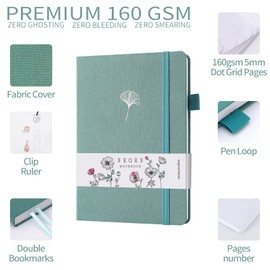 SeQeS Bullet Dotted Journal -A5 Dot Grid Notebook 160gsm Pages Number Bleedproof Paper,Hardcover Dot Journal |Personal Organizers | Dotted Grid Journal |Bullet Journals