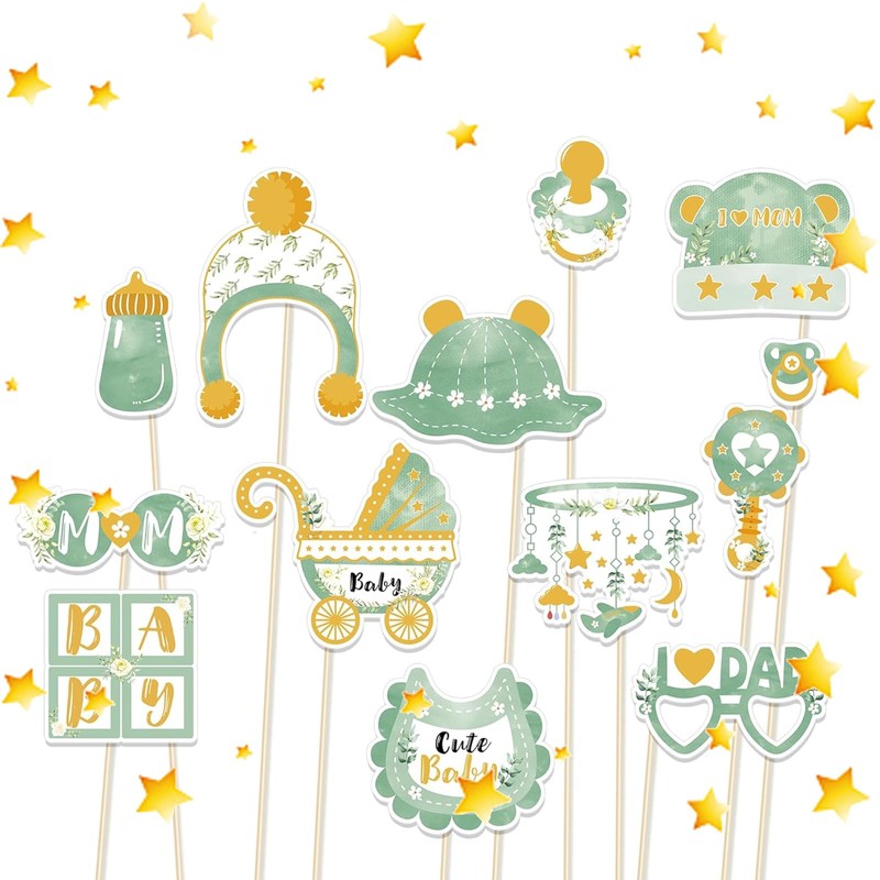 Yuiturt 25 Pcs Sage Green Baby Shower Decorations - Photo