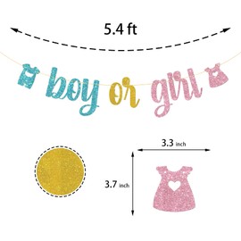 Boy or Girl Banner, Baby Shower Gender Reveal Pregnancy Announcement Hanging Decorations, Welcome Baby Party Decorations Supplies