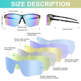 OuShiun Cycling Glasses Women Men Foldable Glasses Cycling Glasses with UV400 Protection TR90 Frame for Sports Cycling, blue