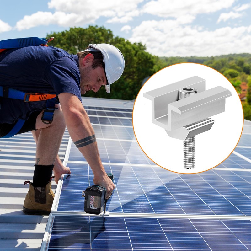8pcs Solar Panel Mounting Clamps Aluminium AL6005-T5,Mid Clamps for 30-35mm
