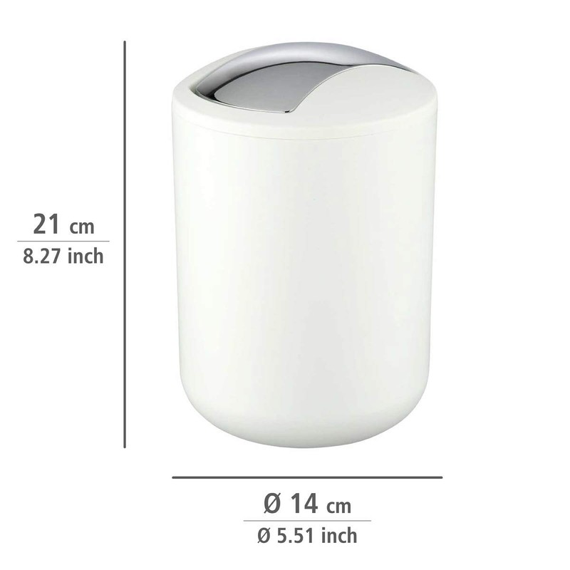 WENKO Brasil Swing Cover Bin, White, 14 x 14 x