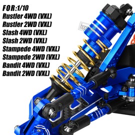 hopsupRC Upgrades Part Front Rear Assembled Full Metal Shocks Aluminum Big Bore RC Shocks Absorber Damper for 1/10 Slash/Rustler/Stampede/Bandit 4X4 4WD 2WD(VXL).Navy Blue(4PCS)