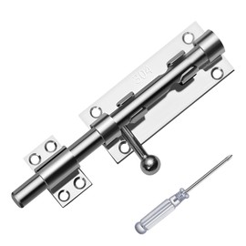 Door Bolt Lock Latch,6 Inch Heavy Duty Slide Gate Latch Bolt Safety Door Lock with Padlock Hole,304 Stainless Steel Barrel Gate Bolt Latch for Shed Doors, Gates, Outhouse Doors, Bathroom