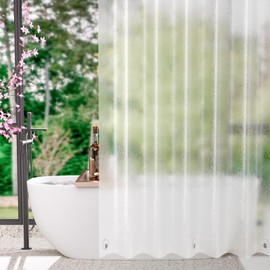 Seenus 72 x 96 inch Extra Long Frosted Shower Curtain with 3 Large Magnets, Bpa-Free Waterproof PEVA Shower Curtain Liner Weighted, Tall Bathroom Plastic Shower Curtain Set with 12 Hooks