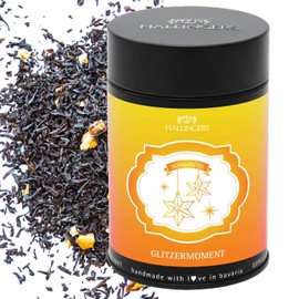 Hallingers Glitzer Moment - Loose Black Tea with Vanilla, Apple & Orange (Tin) - Gift in Summer & as a Perfect Barbecue Gift | Recovery New Year's Eve Friendship