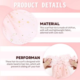 Lawie 10 Pack Solid Star Silky Satin Chiffon Hair Ties with Long Tail Ribbon Hair Bow Scarf Hair Scrunchies Ribbons Ponytail Holders Scarves Headbands Scrunchy Hair Bands Accessories for Women Girls