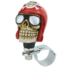 Lunsom Wheel Spinner Knob, Skull Shape Spinning Wheel Suicide Knob Power Handle Turning Aid Helpers Spinner Knobs Fit Most Vehicle(Red)