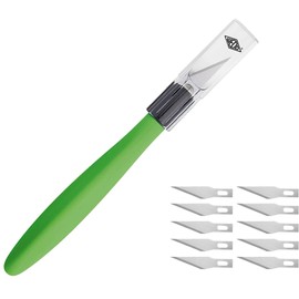 WEDO Comfortline 7852199 Cutter Scalpel Set with Soft Grip Includes 15 Replacement Blades and Protective Cap Apple Green / Black