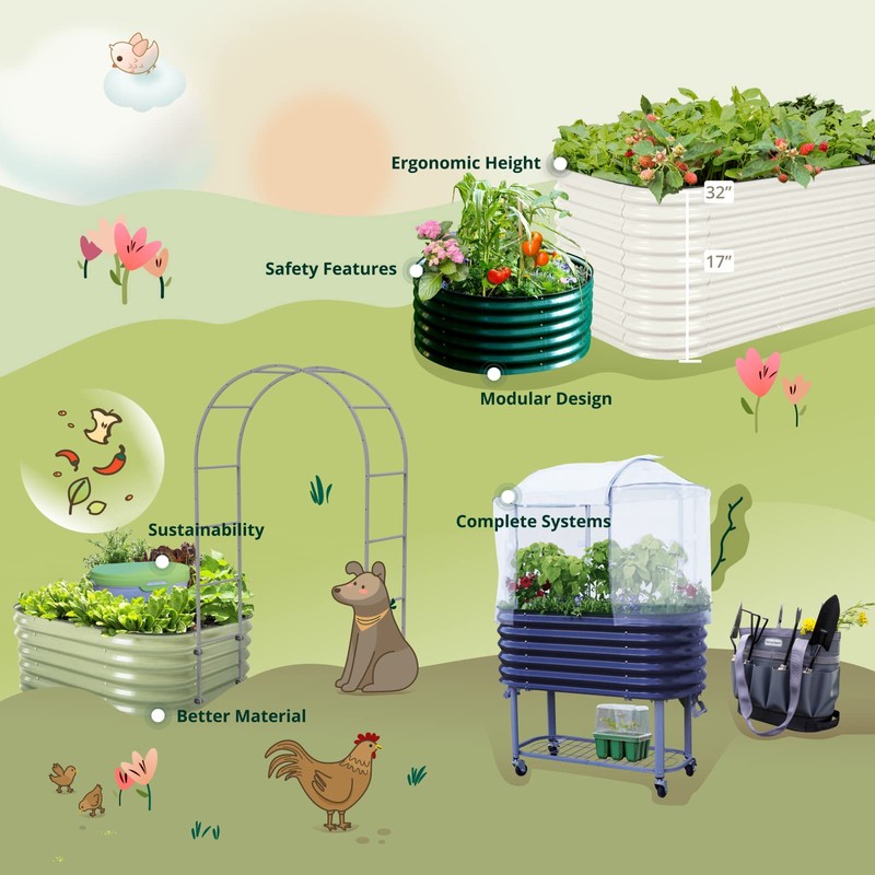 Vego garden 17" Tall Kids First Garden Bed 42" x