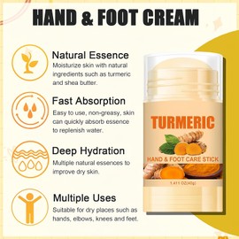 ASMAYSA 2Pcs Turmeric Foot Cream Set, Hydrating & Softening Hand and Foot Cream Balm Stick, Hand and Foot Cracked Heel Moisturizer, for All, Heel Balm Stick for Dry Elbows, 1.41 Oz Each
