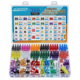 AUKENIEN Car Fuses Kit 33 Values 300pcs Standard Mini Micro Blade Fuse 2A 3A 5A 7.5A 10A 15A 20A 25A 30A 35A 40A Auto Motorcycle Automotive Fuses Assorted With 1pc Fuse Clip