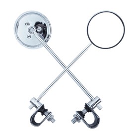 WTZMOTO Universal Motorcycle Mirrors Mini Round Bike Mirror for Handlebar Clamp Diameter 22.2mm / 25.4mm Available Mount, Compatible with Harley SR400 Bike Bicycle E-bike Scooter (Chrome）