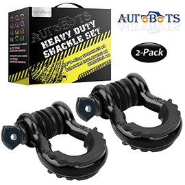 AUTOBOTS Shackles 3/4" (2 Pack), D Ring Shackle 45,000Ib Max Break Strength with 7/8" Pin & Isolator Washers Heavy Duty Clevis Tow Shackle for Tow Strap Jeep Vehicle Off Road Recovery Black