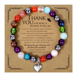 Rpplrten Thank You Gifts for Women Coworkers - Small Teacher Appreciation Gifts Stone Bracelet for Mom Friends Girlfriend, Multicolored