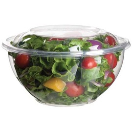 32 oz Clear Plastic Salad Bowl Base+Lid Combo 150 Count