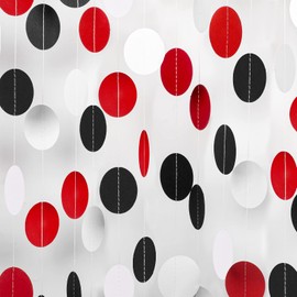 White Red Black Party Decorations - 52FT Paper Garland Streamers Decoration for Birthday Wedding Graduation Bachelorette