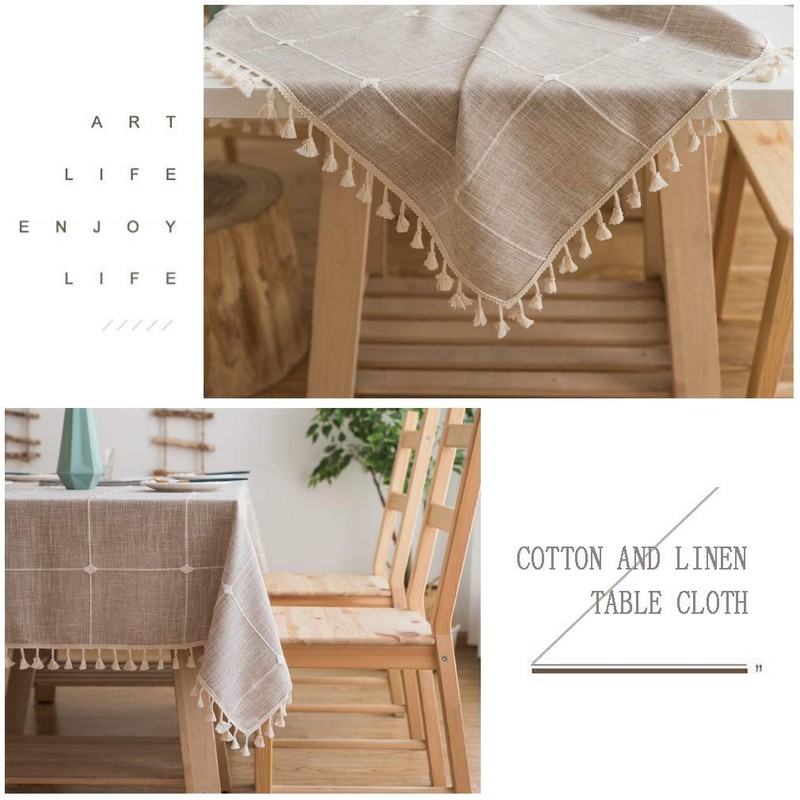 Pahajim Tablecloth Small Modern Simple Tablecloth Tassel Tablecloth Cotton Linen