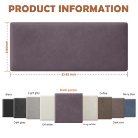 IFNOW Wall Mounted Upholstered Headboard Full, 3D Peel and Stick Soundproof Panels, Reusable and Removable Padded Leather Bed Headboard, 6 Panels 9.84" x 23.62", Dark Purple