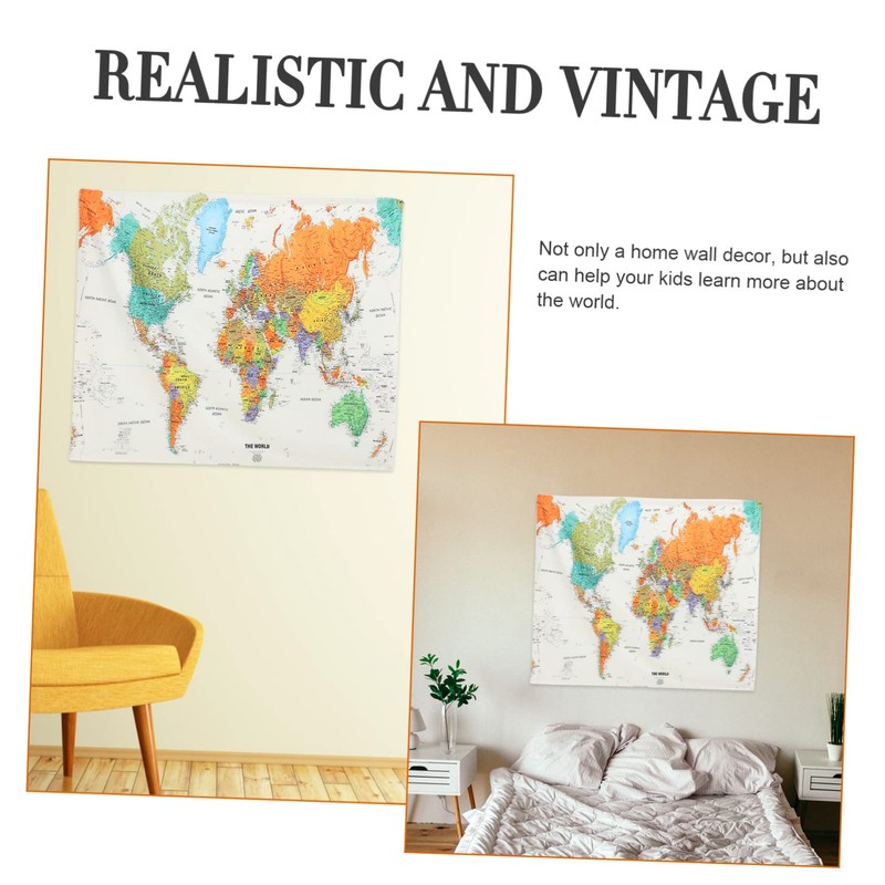 FUNOMOCYA Map Tapestry Wall Art Creative Bedroom Decor for Home