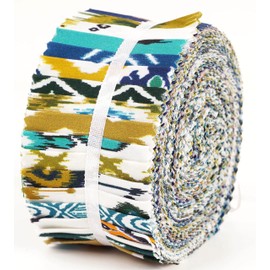 Soimoi 40Pcs Ikat Print Cotton Precut Fabrics for Quilting Craft Strips 2.5x42inches Jelly Roll - Multicolor