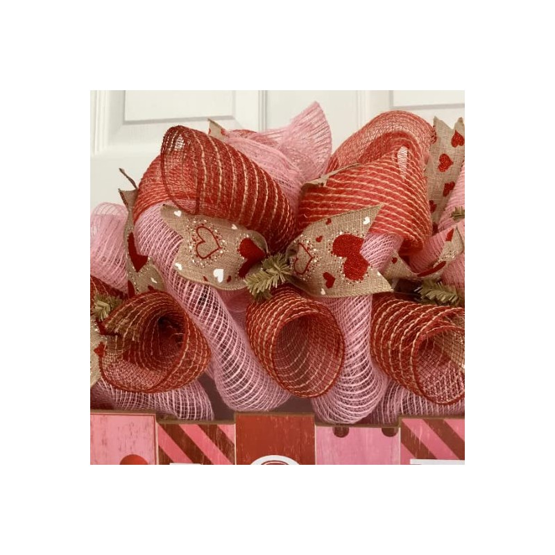 Burlap Valentines Day Wreath With Love Block Letters Handmade Deco