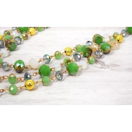 Unbranded Green glass bead layered necklace and earrings set, multi row green neck set NEW