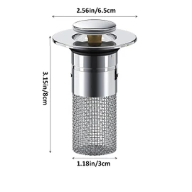 2PCS Bathroom Hair Catcher Sink Stopper Hair Catcher, Stainless Steel Floor Drain Filte,Pop Up Sink Drain Filter with Removable Stainless Steel Filter Basket Hair Catcher