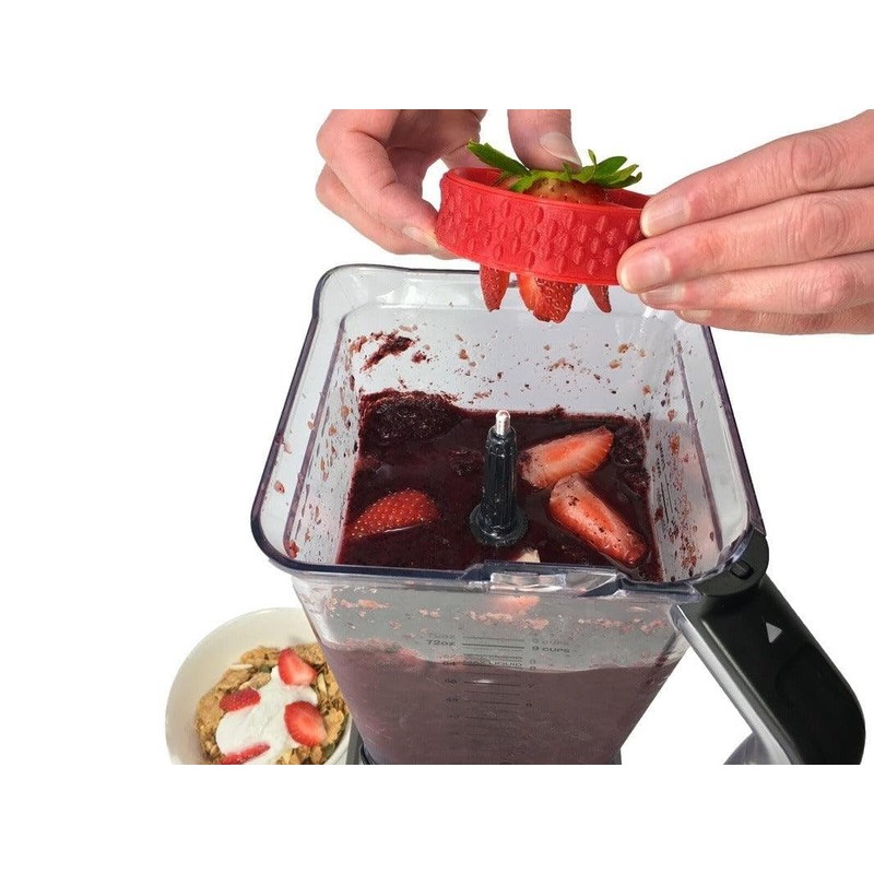 Fusionbrands PushBerry 2-in-1, One Step Kid-Friendly Strawberry Stem Removal, Hull,