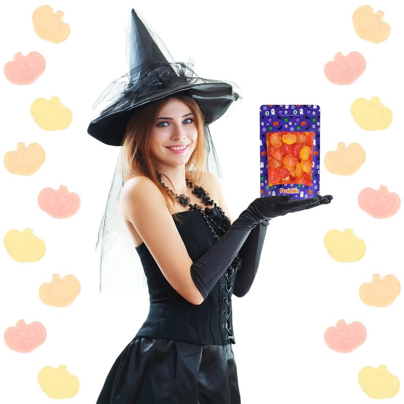 Fruidles Fall Mini Gummy Pumpkins Candy, Assorted Fruit Flavors Gummies,