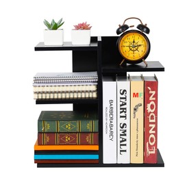 PAG Wood Desktop Shelf Small Bookshelf Desk Supplies Organizers and Accessories Storage Display Rack Office Decor for Women, Black