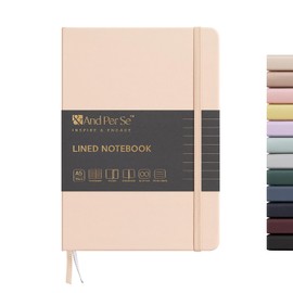 &And Per Se Lined Journal Notebook, 160 Pages, A5 5.7 x 8 inches College Ruled Thick Paper Notebook Journals for Writing, Hardcover Notebooks for Women Men Office School (1 Pack, Light Apricot)