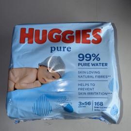 Huggies 99% Pure Water Baby Wipes, Unscented Hypoallergenic (3 Packs) 168 Wipes