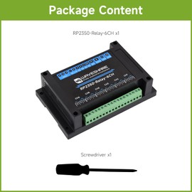 Waveshare Industrial 6-Channel RP2350 Relay Module, Onboard RS485 / Pico HAT interfaces, with Multiple Isolation Protection Circuits, Industrial-Grade, Rail-Mount Case