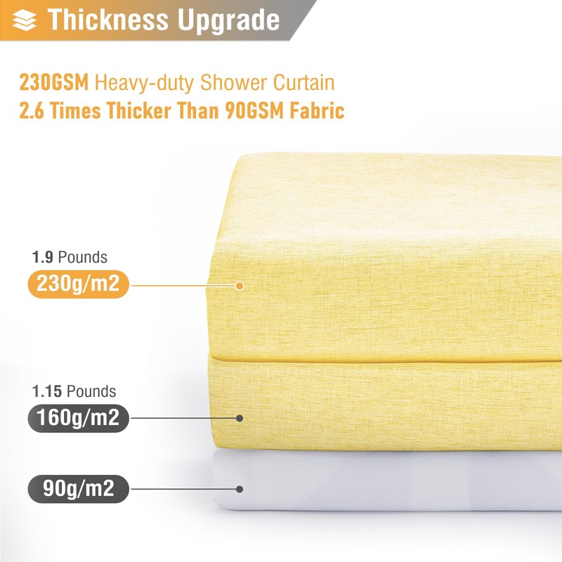 BTTN Fabric Shower Curtain, Linen Textured Heavy Duty Polyester Cloth