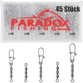 Paradox Fishing Triple Swivel Fishing Set #14-#10 45 Pieces Swivels Fishing Trout Fishing Accessories Set Swirl Assortment Fishing Swivels