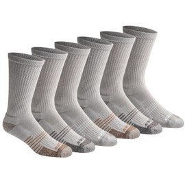 Dickies Men's HYDRO-COOL Moisture Control Crew Socks, (6 Pairs), Grey (6 Pairs), Large