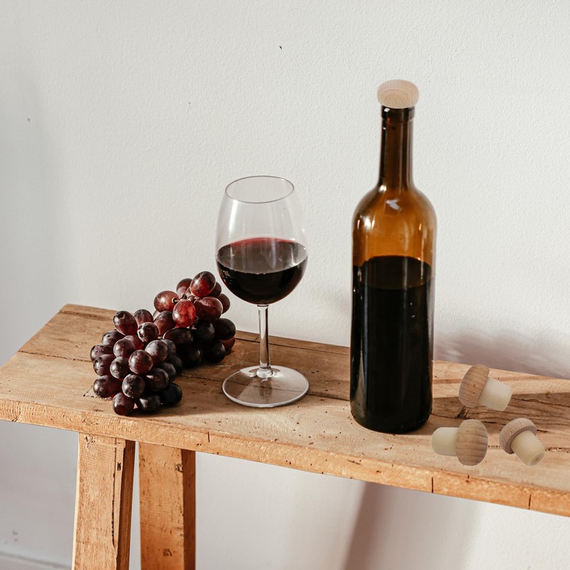 Mushroom Shaped Corks - Reusable Wooden & Rubber Wine Stopper