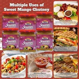 Rani Sweet Mango Chutney (Indian Preserve) 12.3oz (350g) Glass Jar, Ready to eat, Vegan, Pack of 5+1 ~ Gluten Free, All Natural, NON-GMO