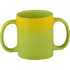 AncientImpex Ceramic Drinking Cup with Two Handles for Secure Grip 350ml - Elegant Green